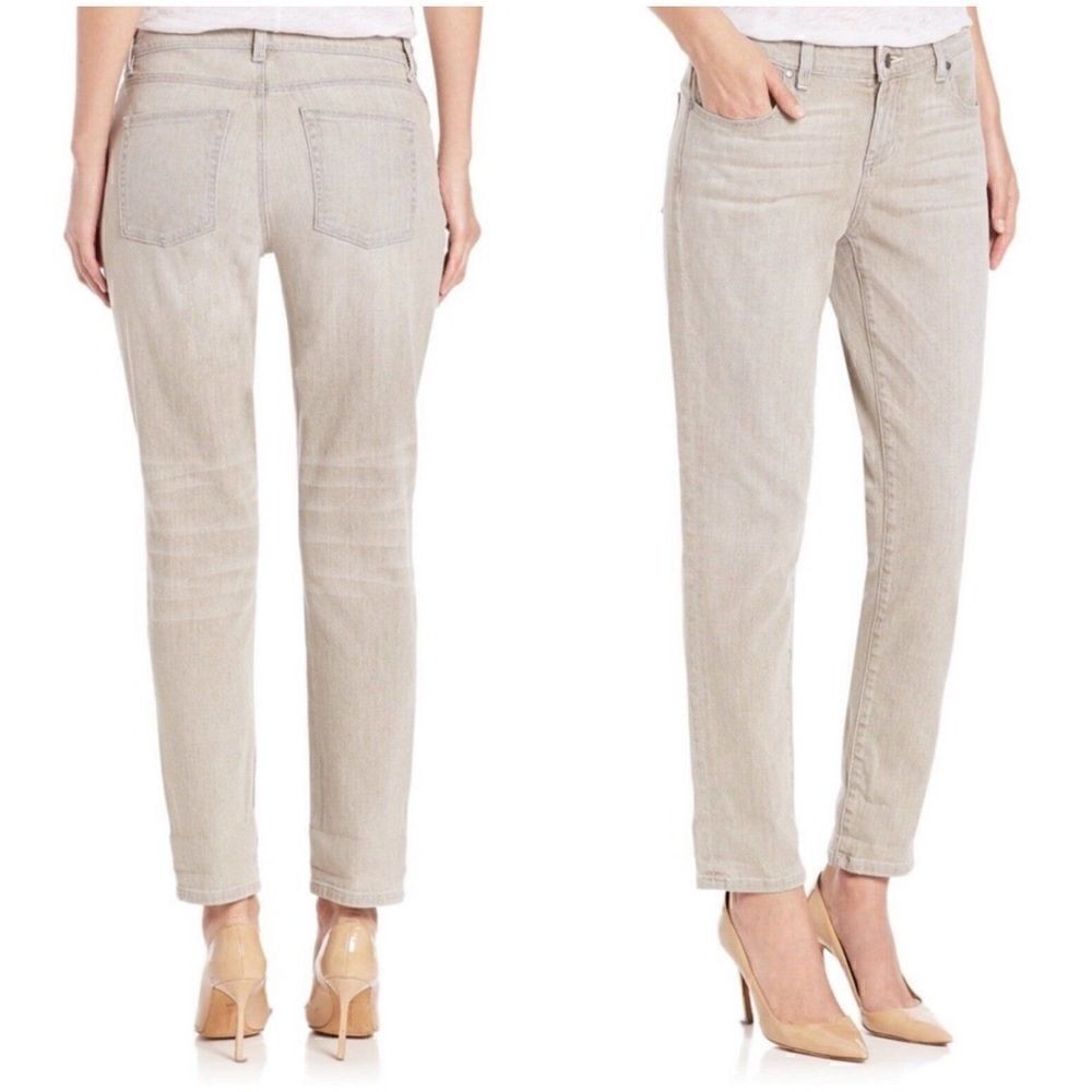 Eileen Fisher Organic Cotton Boyfriend Jeans Gray Silver Size 14